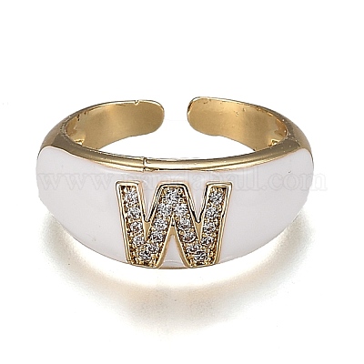 Латунные кольца из манжеты с прозрачным цирконием RJEW-H538-03G-W-1