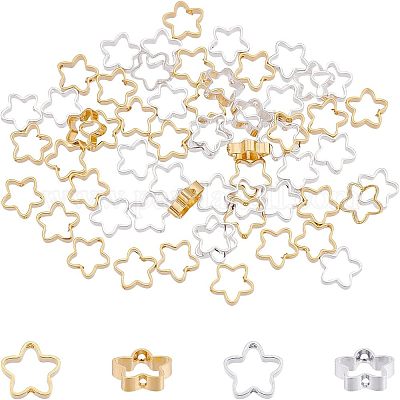 60 шт. 2-цветная стойка с покрытием из экологически чистой латуни с бусинами KK-FH0004-04-1