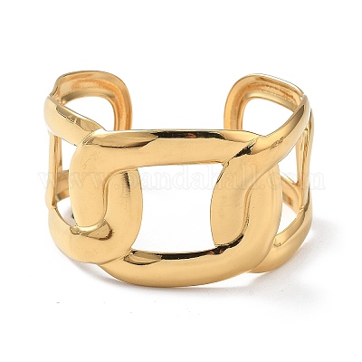 Ионное покрытие (ip) 304 нержавеющая сталь манжеты браслеты для женщин BJEW-Z078-25G-1