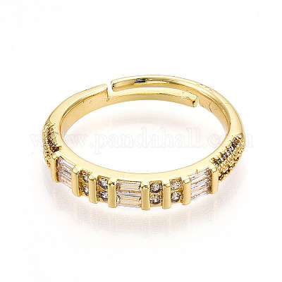 Латунные кольца-манжеты с микропаве и прозрачным цирконием для женщин KK-T070-116-1