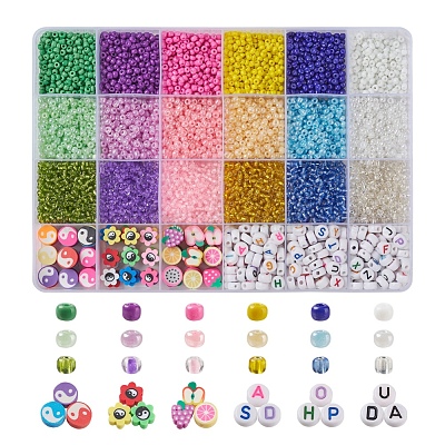 Cheap Bracelet Making Beads Kit Colorful Letters Beads Mixed Polymer Clay  Beads Kit