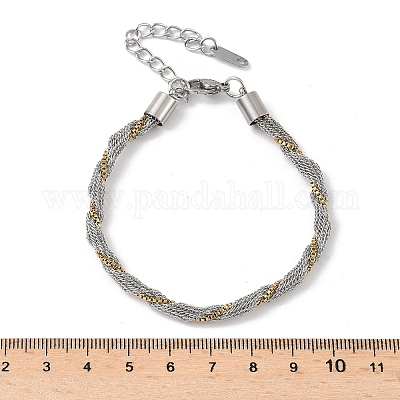 Двухцветные браслеты из нержавеющей стали 304 с цепочкой-коробкой для женщин и мужчин BJEW-Q028-01GP-1