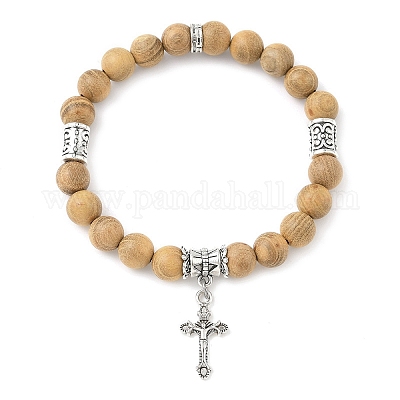 Браслеты с подвесками из сплава крестов BJEW-JB12357-01-1