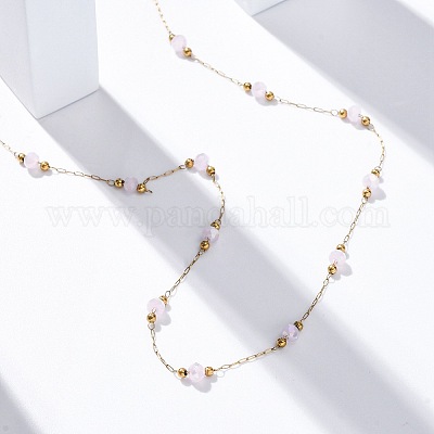 Ожерелья из цепочек из нержавеющей стали 304 и стекла NJEW-U026-22G-1