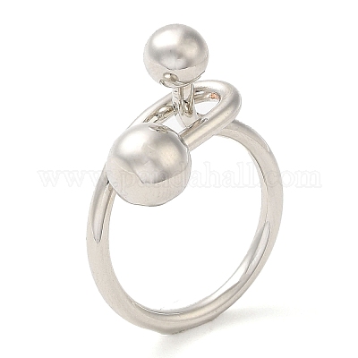 Латунные кольца на палец с круглыми бусинами RJEW-M153-01P-1