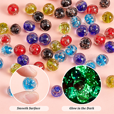 50 шт. 5-х цветные светящиеся бусины ручной работы из золотистого песка в технике лэмпворк LAMP-PH0001-31-1