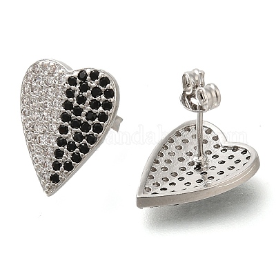 Серьги-гвоздики из латуни с паве из кубического циркония EJEW-M088-02P-1