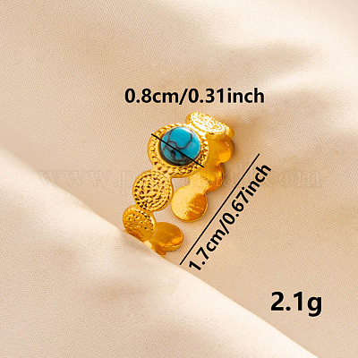 Круглые кольца из синтетической бирюзы SA1153-6-1