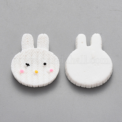 樹脂カボション  兎  ホワイト  25x22x5mm&nbsp;LS-X-CRES-N023-06B-1