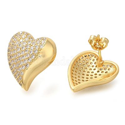 Серьги-гвоздики с прозрачным паве из латуни с кубическим цирконием EJEW-M088-08G-02-1