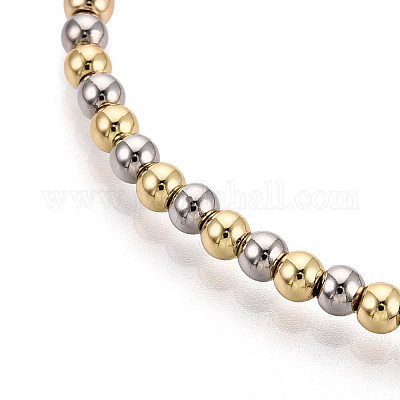 Регулируемые браслеты-слайдеры из латунных бусин для женщин BJEW-T022-17G-1