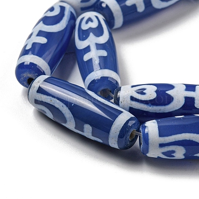 Нити синих бусин дзи в тибетском стиле TDZI-NH0001-B11-01-1