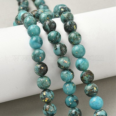 Нити из окрашенных натуральных доломитовых бусин G-D337-8mm-D01-1