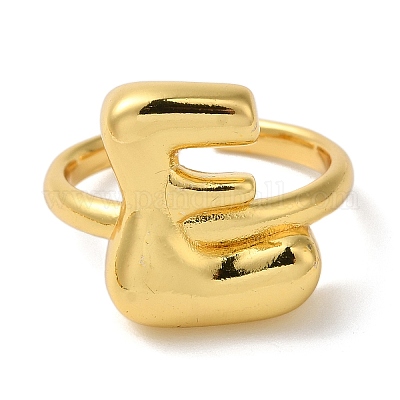 Латунное открытое кольцо-манжета для женщин с инициалами RJEW-N046-02E-G-1