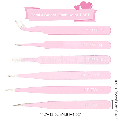 3 комплект из 3-х цветных пинцетов из нержавеющей стали для бисероплетения TOOL-DC0001-01-1