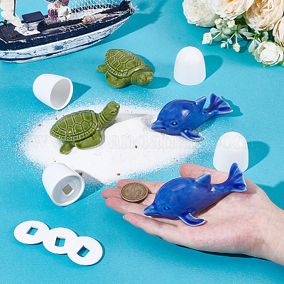 Круглые пластиковые крышки для болтов унитаза с дополнительными шайбами и керамическими украшениями&nbsp;AJEW-NB0008-27-1