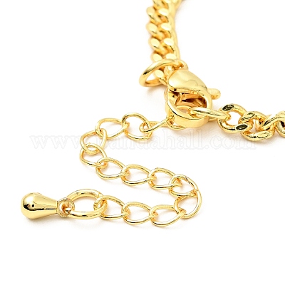 Браслет с кубическим цирконием и овальными звеньями с цепочками BJEW-A127-05G-1