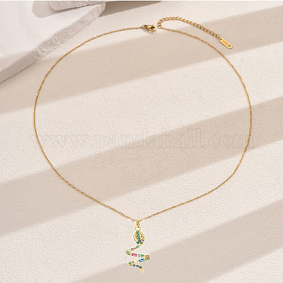 Женские ожерелья с подвеской в виде змеи из нержавеющей стали с кубическим цирконием PM4077-1