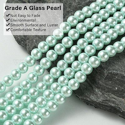 Экологичные нити жемчужных бусин из окрашенного стекла HY-A008-6mm-RB043-1