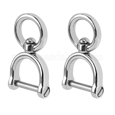SUPERFINDINGS 2Pcs 304 Stainless Steel Keychain Clasps, Stainless Steel  Color, 34x19x6mm, Inner Diameter: 10.5mm