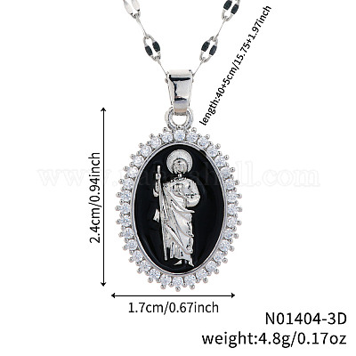 Элегантные винтажные латунные прозрачные блестящие кубические циркониевые подвески святого Иуды с эмалью для повседневного ношения LC4169-5-1