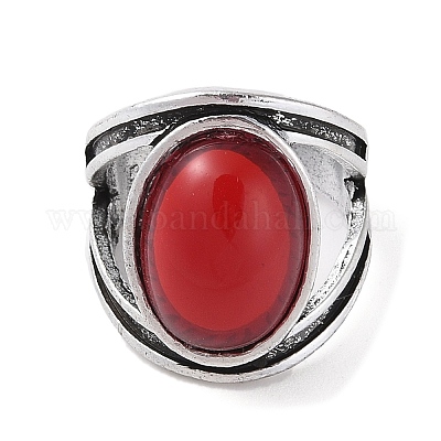 Овальное кольцо на палец из смолы RJEW-B107-16AS-02-1