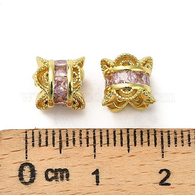 Латунные микро проложить кубического циркония бусы KK-B142-06G-01-1