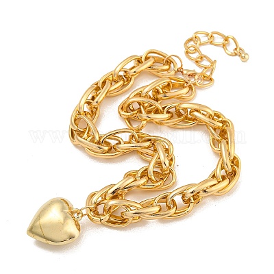 Колье с подвеской в виде сердца NJEW-K261-03G-1