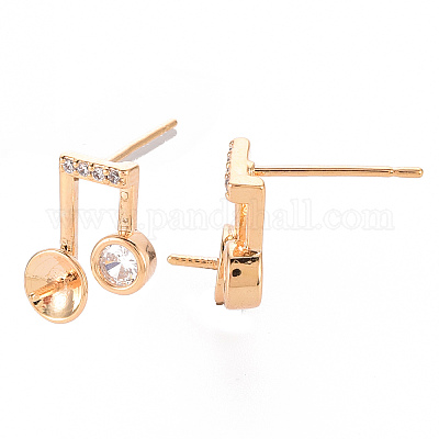 Серьги из латуни с микропейвом и прозрачным фианитом KK-T062-229G-NF-1