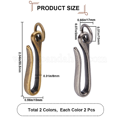 4 шт. 2-х цветные застежки-крючки из сплава в тибетском стиле FIND-CP0001-70-1