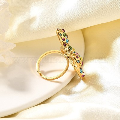 Кольца-манжеты из нержавеющей стали 304 с бантом и стразами для женщин RJEW-A058-01C-G-1