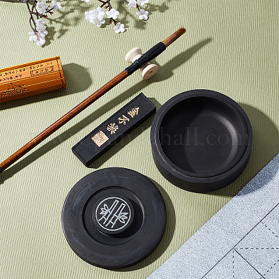 PH PandaHall Chinese Calligraphy Inkstone with Ink Stick Traditional  Chinese Ink Stones Sumi Drawing Ink Dish Ink Well Ink Tray for Chinese New  Year