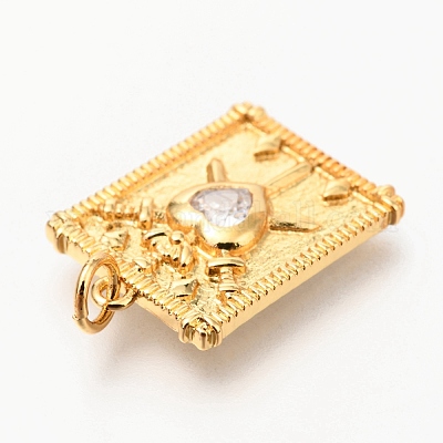 Латунные микропаве прозрачные подвески с фианитом ZIRC-O036-53G-1