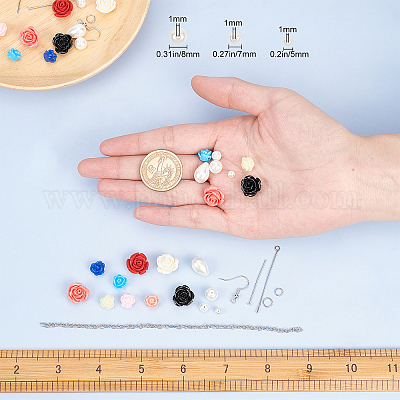 Наборы для самостоятельного изготовления сережек-подвесок в виде цветка DIY-SC0001-36-1