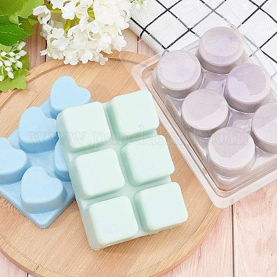 50 Packs Wax Melt Clamshells Molds,Wax Melt Containers,6 Cavity Clear  Plastic Cube Tray for Wickless Wax Melt Candles
