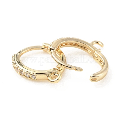 Латунь с фурнитурой для сережек-колец со стразами KK-C024-21B-KCG-1