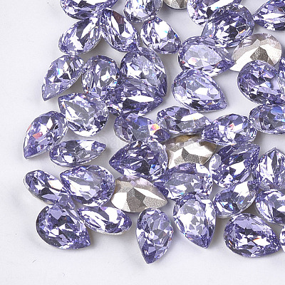 Cabochons en résine avec strass de dos avec point&nbsp;CRES-S380-10x14mm-B16-1
