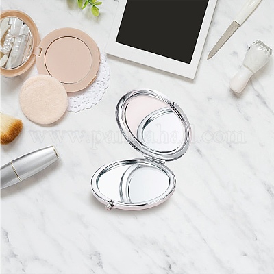 Foldable Pocket Makeup Mirror, 1pc Face Pattern Circular Double