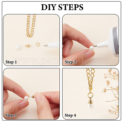 60 шт. 6 стильных латунных подвески-булавки в форме чашки с жемчужинами KK-FH0005-71-1