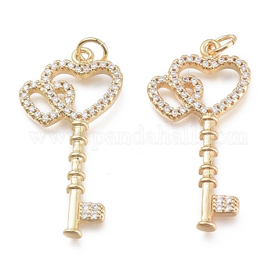 Латунные микропаве прозрачные подвески с фианитом KK-O127-03G-1