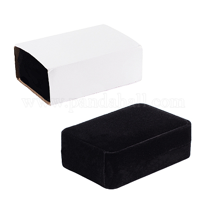 ベルベットペンダントボックス  長方形  ブラック  10.2x7.1x3.7cm VBOX-WH0002-10A-1