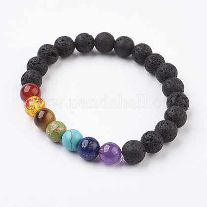 Natural & Synthetic Mixed Stone Stretch Bracelets BJEW-JB03603-1