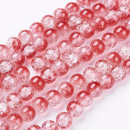 Chapelets de perles en verre craquelé GGC8mmY-A74-1