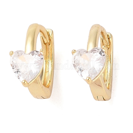 Серьга-кольцо из латуни с прозрачным фианитом EJEW-Q385-04G-1