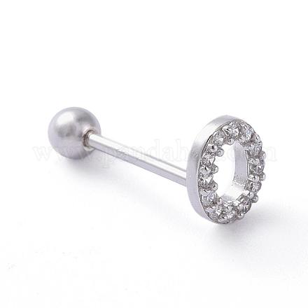 925 Sterling Silber Micro Pave Klare Zirkonia Buchstabe Barbell Knorpelohrringe STER-I018-13P-O-1
