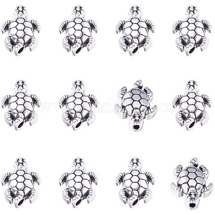 Pandahall elite 100 Uds cuentas espaciadoras de tortuga aleación tibetana plata antigua animal cuentas de metal encantos para la fabricación de joyas de pulsera TIBEB-PH0004-50-1