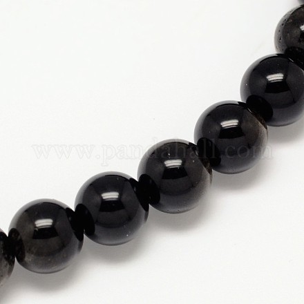 Grade AA Natural Golden Sheen Obsidian Round Beads Strands G-L275-01-10mm-1