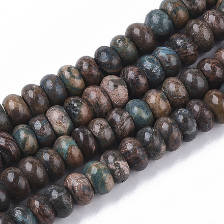 Chapelets de perles de feuille d'argent en jaspe naturel G-S364-053-1