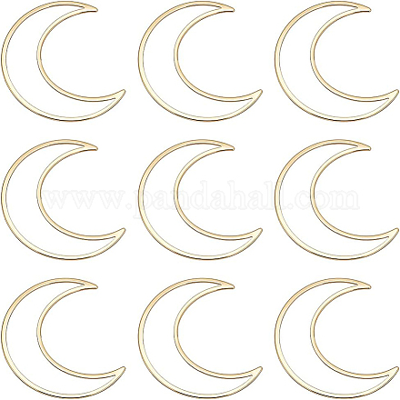 BENECREAT 10pcs Real 18K Gold Plated Moon Linking Rings Brass Hollow Frames Links Connector Charms for Bracelets Necklace Jewelry DIY Making KK-BC0009-09-1