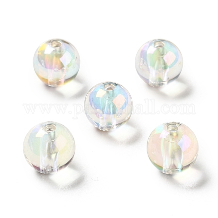 Perles acryliques irisées arc-en-ciel à placage uv bicolore TACR-D010-03A-01-1